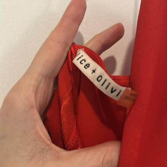 Alice and Olivia red tiny strap ruffle dress - Picture 6 of 6